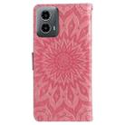 For Motorola Moto G34 Embossed Sunflower Pattern Flip Leather Phone Case(Pink) - 3