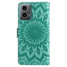 For Motorola Moto G34 Embossed Sunflower Pattern Flip Leather Phone Case(Green) - 3