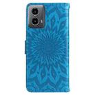 For Motorola Moto G34 Embossed Sunflower Pattern Flip Leather Phone Case(Blue) - 3