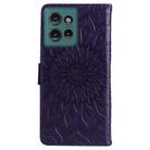 For Motorola Edge 50 5G Embossed Sunflower Pattern Flip Leather Phone Case(Purple) - 3