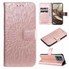 For Motorola Edge 50 5G Embossed Sunflower Pattern Flip Leather Phone Case(Rose Gold) - 1