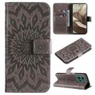 For Motorola Edge 50 5G Embossed Sunflower Pattern Flip Leather Phone Case(Grey) - 1