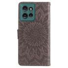 For Motorola Edge 50 5G Embossed Sunflower Pattern Flip Leather Phone Case(Grey) - 3