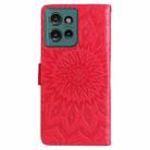 For Motorola Edge 50 5G Embossed Sunflower Pattern Flip Leather Phone Case(Red) - 3