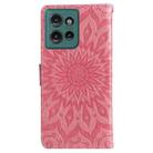 For Motorola Edge 50 5G Embossed Sunflower Pattern Flip Leather Phone Case(Pink) - 3