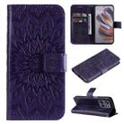 For Motorola Edge 50 Neo Embossed Sunflower Pattern Flip Leather Phone Case(Purple) - 1