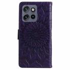 For Motorola Edge 50 Neo Embossed Sunflower Pattern Flip Leather Phone Case(Purple) - 3