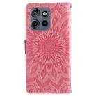 For Motorola Edge 50 Neo Embossed Sunflower Pattern Flip Leather Phone Case(Pink) - 3