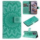 For Motorola Edge 50 Neo Embossed Sunflower Pattern Flip Leather Phone Case(Green) - 1