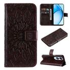 For OPPO A60 4G Global Embossed Sunflower Pattern Flip Leather Phone Case(Brown) - 1