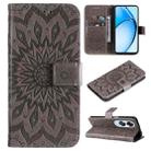 For OPPO A60 4G Global Embossed Sunflower Pattern Flip Leather Phone Case(Grey) - 1