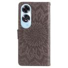 For OPPO A60 4G Global Embossed Sunflower Pattern Flip Leather Phone Case(Grey) - 3