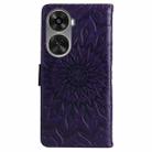 For Huawei nova 12 SE / nova 11 SE Embossed Sunflower Pattern Flip Leather Phone Case(Purple) - 3