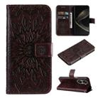 For Huawei nova 12 SE / nova 11 SE Embossed Sunflower Pattern Flip Leather Phone Case(Brown) - 1