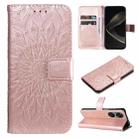 For Huawei nova 12 SE / nova 11 SE Embossed Sunflower Pattern Flip Leather Phone Case(Rose Gold) - 1