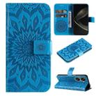 For Huawei nova 12 SE / nova 11 SE Embossed Sunflower Pattern Flip Leather Phone Case(Blue) - 1