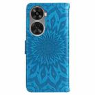For Huawei nova 12 SE / nova 11 SE Embossed Sunflower Pattern Flip Leather Phone Case(Blue) - 3