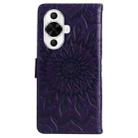 For Huawei nova 12s Embossed Sunflower Pattern Flip Leather Phone Case(Purple) - 3