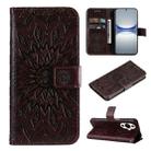 For Huawei nova 12s Embossed Sunflower Pattern Flip Leather Phone Case(Brown) - 1