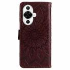 For Huawei nova 12s Embossed Sunflower Pattern Flip Leather Phone Case(Brown) - 3