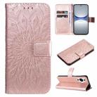 For Huawei nova 12s Embossed Sunflower Pattern Flip Leather Phone Case(Rose Gold) - 1