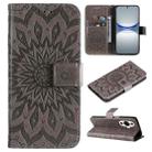 For Huawei nova 12s Embossed Sunflower Pattern Flip Leather Phone Case(Grey) - 1