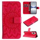 For Huawei nova 12s Embossed Sunflower Pattern Flip Leather Phone Case(Red) - 1