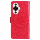 For Huawei nova 12s Embossed Sunflower Pattern Flip Leather Phone Case(Red) - 3