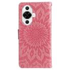 For Huawei nova 12s Embossed Sunflower Pattern Flip Leather Phone Case(Pink) - 3