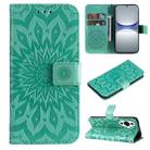 For Huawei nova 12s Embossed Sunflower Pattern Flip Leather Phone Case(Green) - 1