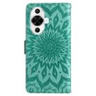 For Huawei nova 12s Embossed Sunflower Pattern Flip Leather Phone Case(Green) - 3