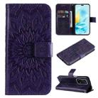 For Honor 200 Lite Global Embossed Sunflower Pattern Flip Leather Phone Case(Purple) - 1