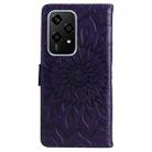 For Honor 200 Lite Global Embossed Sunflower Pattern Flip Leather Phone Case(Purple) - 3