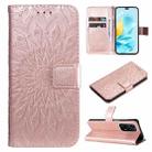 For Honor 200 Lite Global Embossed Sunflower Pattern Flip Leather Phone Case(Rose Gold) - 1