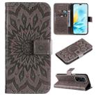 For Honor 200 Lite Global Embossed Sunflower Pattern Flip Leather Phone Case(Grey) - 1