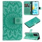 For Honor 200 Lite Global Embossed Sunflower Pattern Flip Leather Phone Case(Green) - 1