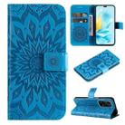 For Honor 200 Lite Global Embossed Sunflower Pattern Flip Leather Phone Case(Blue) - 1