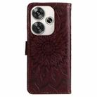 For Xiaomi Poco F6 Embossed Sunflower Pattern Flip Leather Phone Case(Brown) - 3