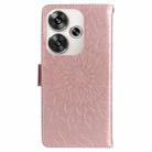 For Xiaomi Poco F6 Embossed Sunflower Pattern Flip Leather Phone Case(Rose Gold) - 3