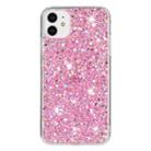 For iPhone 11 Transparent Frame Glitter Powder TPU Phone Case(Pink) - 1