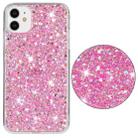 For iPhone 11 Transparent Frame Glitter Powder TPU Phone Case(Pink) - 2