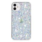 For iPhone 11 Transparent Frame Glitter Powder TPU Phone Case(White) - 1