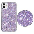 For iPhone 11 Transparent Frame Glitter Powder TPU Phone Case(Purple) - 2