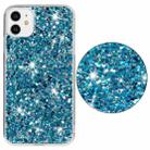 For iPhone 11 Transparent Frame Glitter Powder TPU Phone Case(Blue) - 2