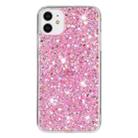 For iPhone 11 Pro Transparent Frame Glitter Powder TPU Phone Case(Pink) - 1