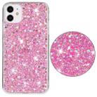 For iPhone 11 Pro Transparent Frame Glitter Powder TPU Phone Case(Pink) - 2