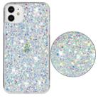 For iPhone 11 Pro Transparent Frame Glitter Powder TPU Phone Case(White) - 2