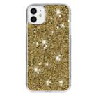 For iPhone 11 Pro Transparent Frame Glitter Powder TPU Phone Case(Gold) - 1