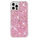 For iPhone 11 Pro Max Transparent Frame Glitter Powder TPU Phone Case(Pink) - 2