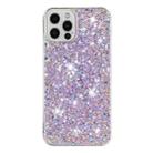 For iPhone 11 Pro Max Transparent Frame Glitter Powder TPU Phone Case(Purple) - 1